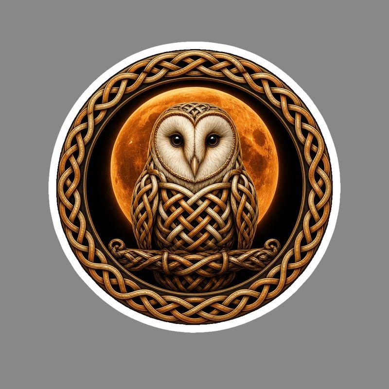 Barn Owl Celtic knotwork design by The Freckled Monkey