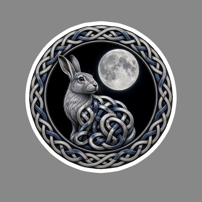 Moon-Gazing Hare Celtic knotwork design by The Freckled Monkey