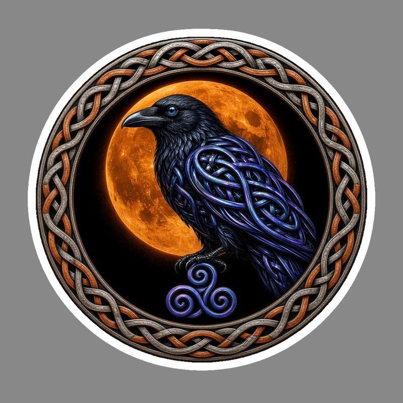 Raven Celtic knotwork design by The Freckled Monkey