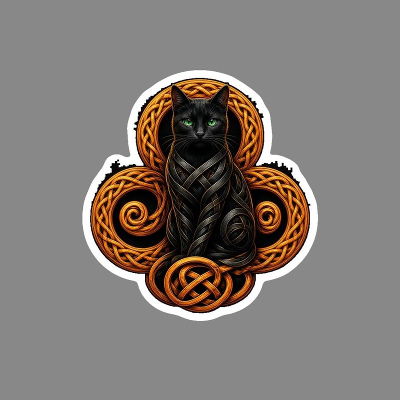 Triskele Black Cat Celtic knotwork design by The Freckled Monkey