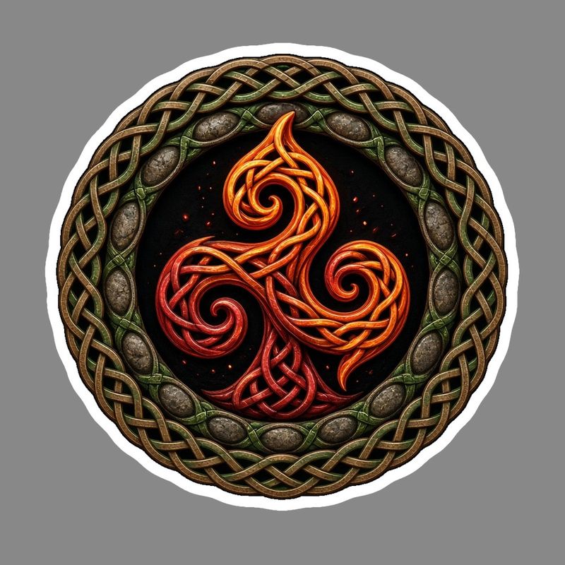Triskele Flame Celtic knotwork design by The Freckled Monkey